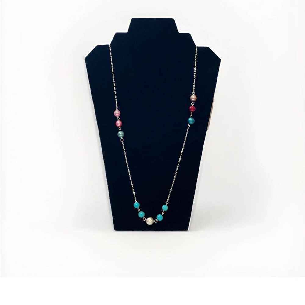 Necklace Handmade Asymmetrical Multi Colored Beaded. Bohemian.